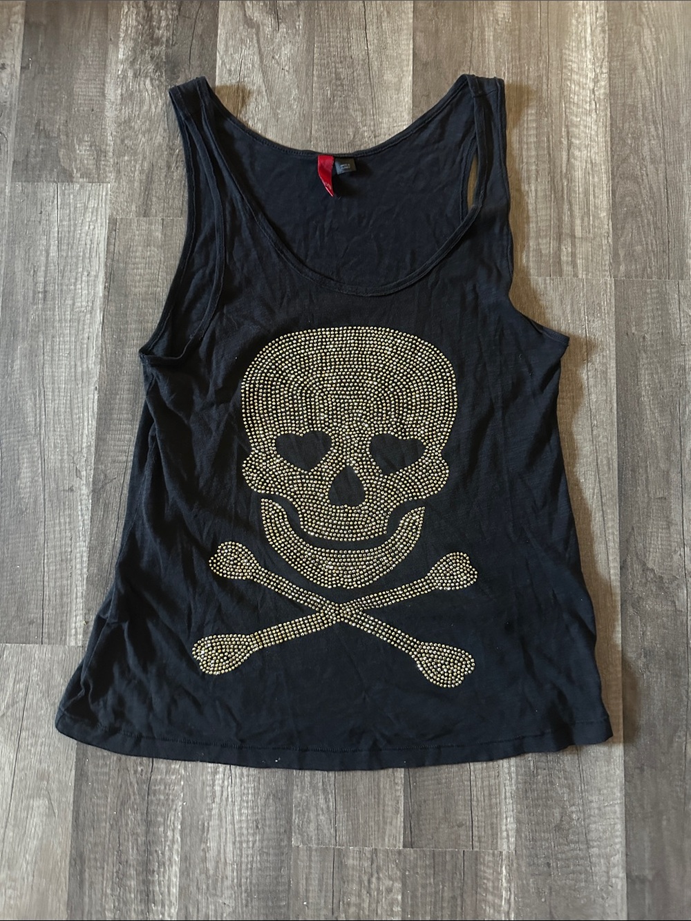 Women’s Divided by H&M Skull and Cross Bones Blinged Out Tank Top in size 10